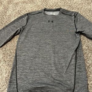 Men’s, Heather gray, size large, Under Armour Cold Gear Compression long sleeve.